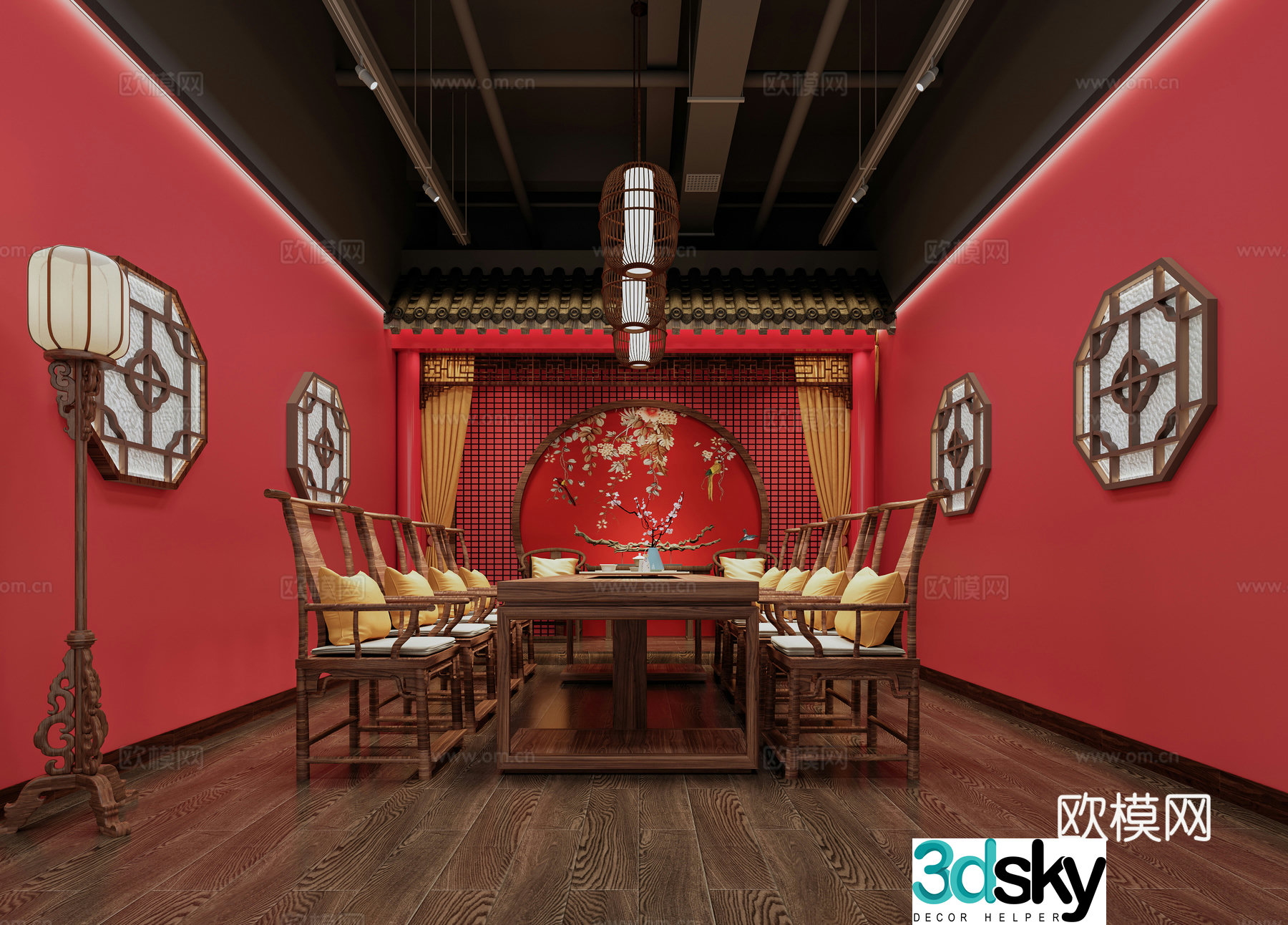 Chinese style script killing escape room plot interpretation 3d model
