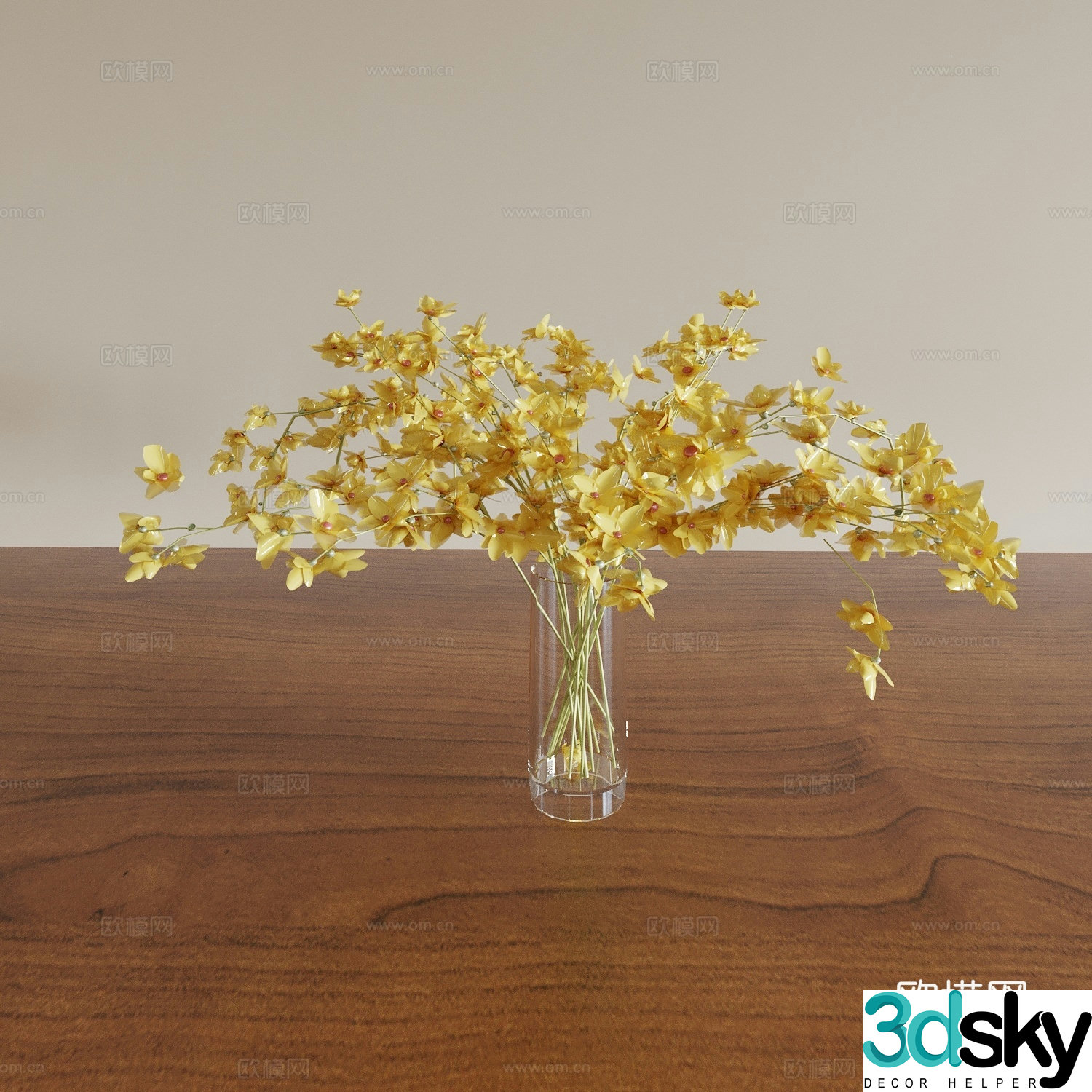 Vase Glass vase Flower art Flower arrangement Green plants Bonsai Potted plants Indoor green plants 3D model