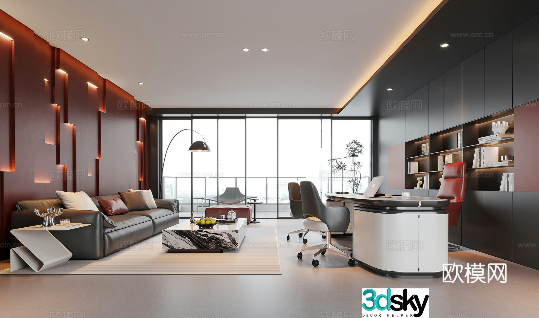 Modern General Manager Office Chairman Office Boss Office 3D Model