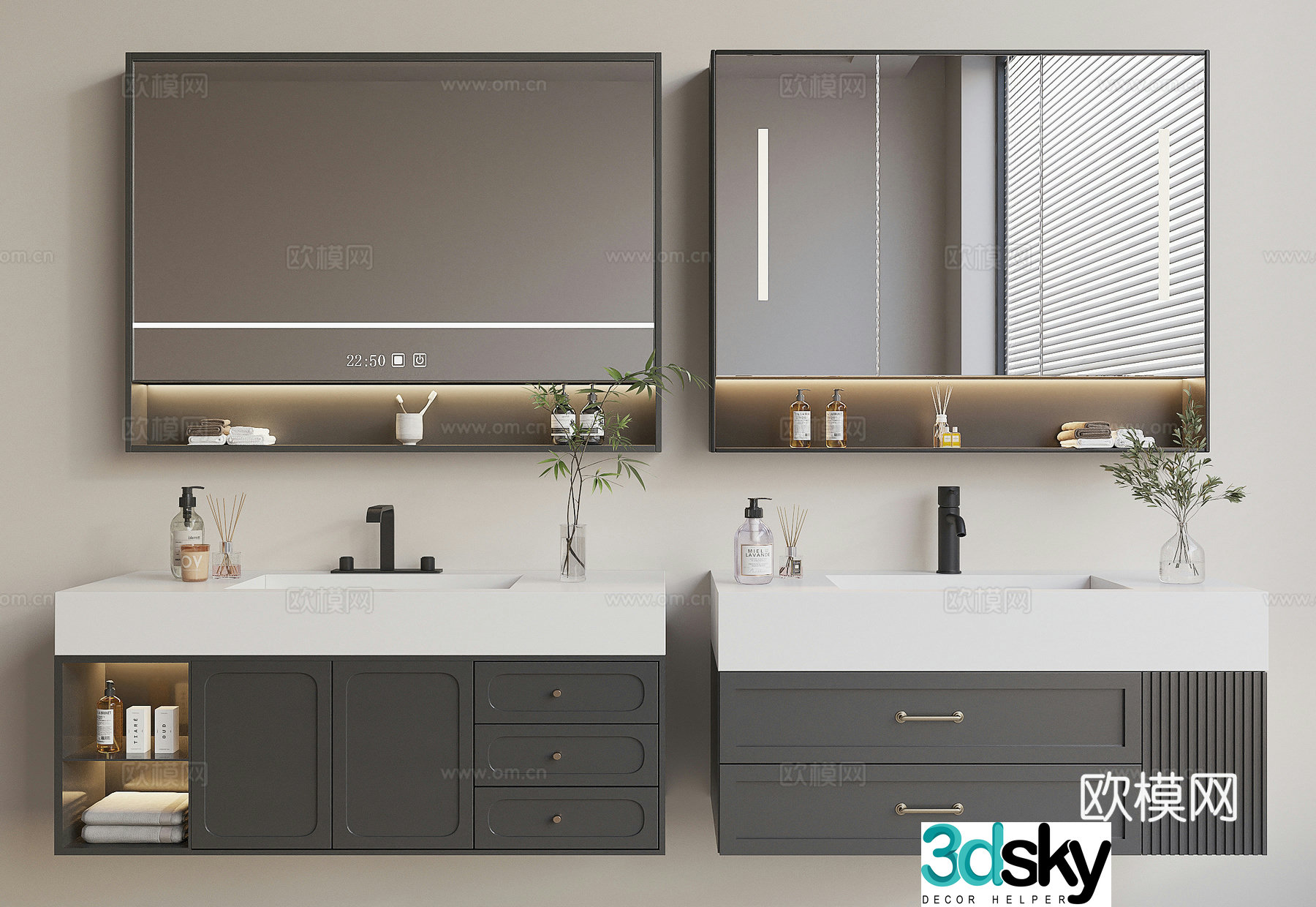 French retro bathroom cabinet 3d model