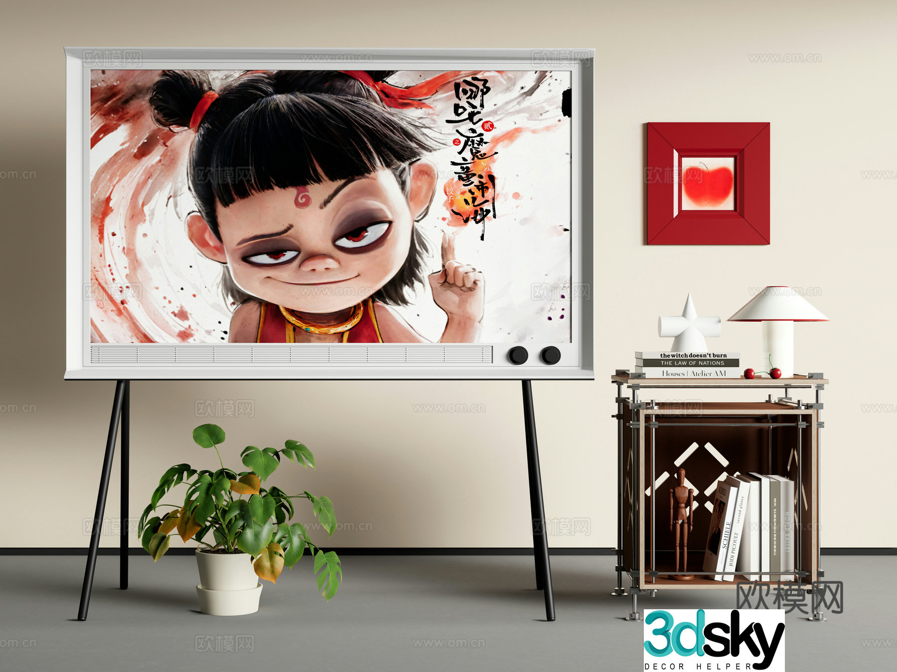 Modern TV Mobile TV Painting TV TV Stand Nezha 3D Model