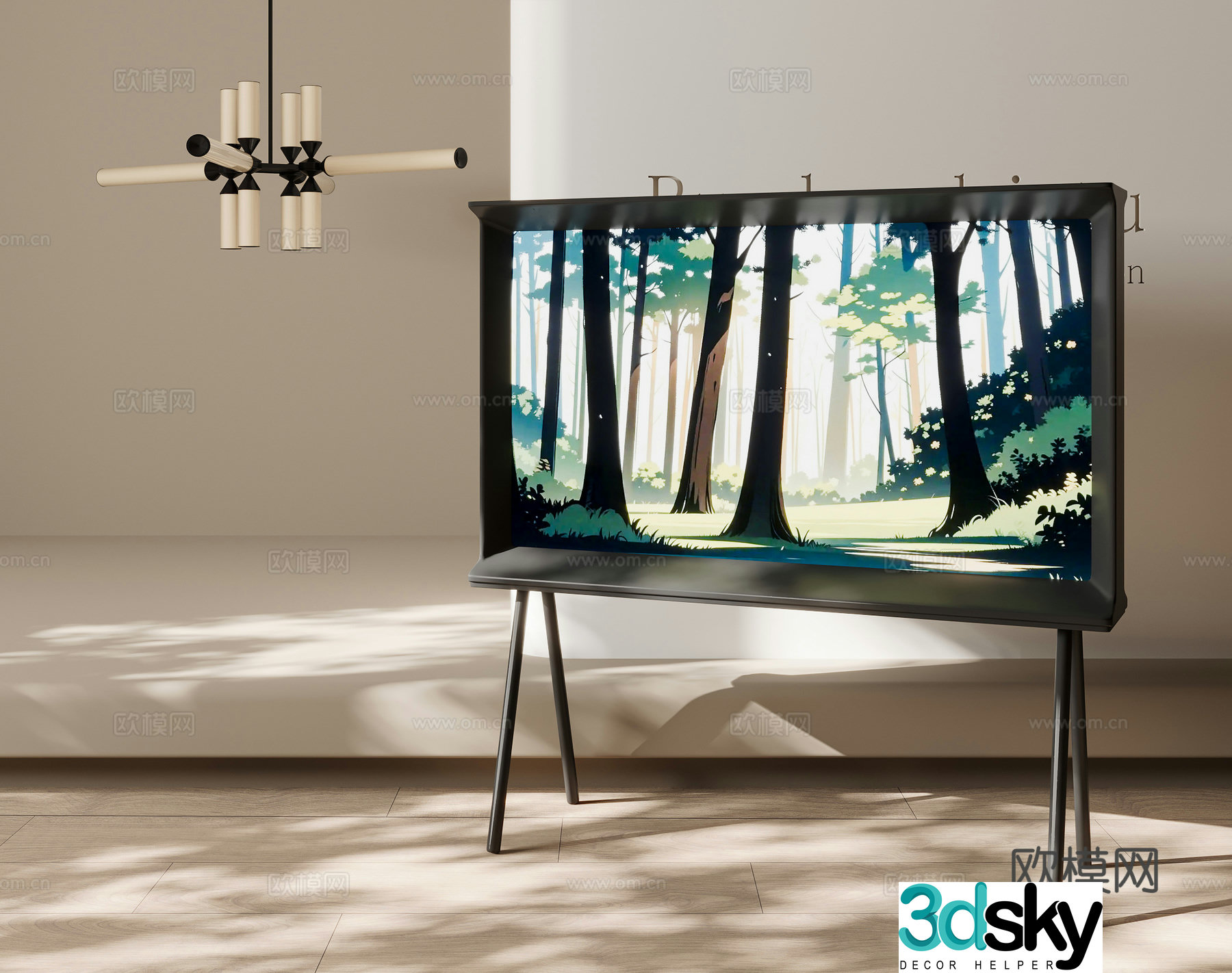 Modern chandelier TV 3d model