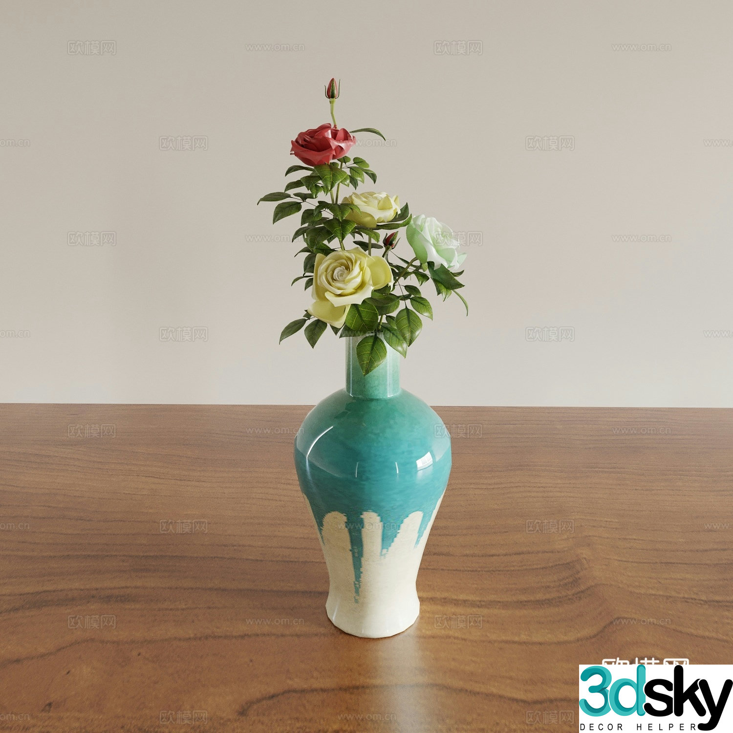 Vase Glass vase Flower art Flower arrangement Green plants Bonsai Potted plants Indoor green plants 3D model