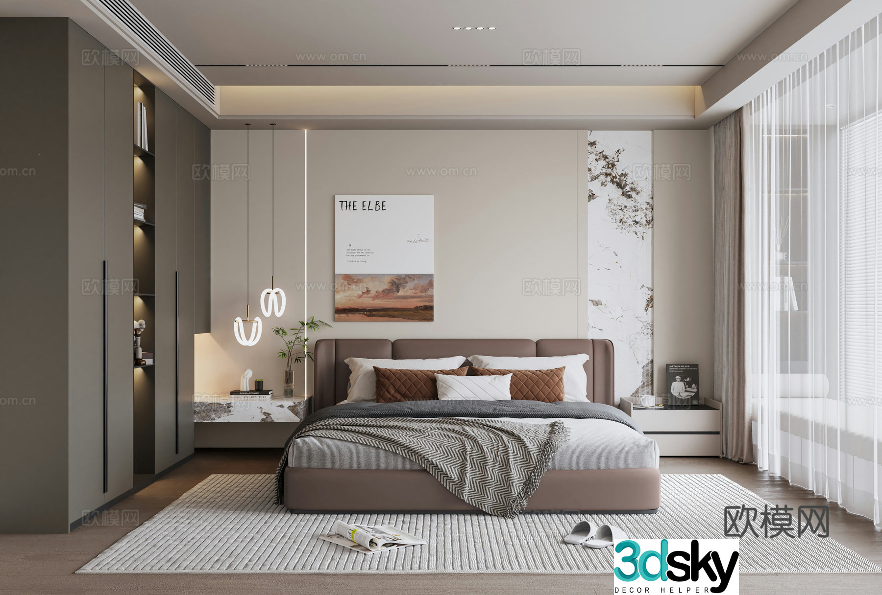Modern Italian style bedroom 3d model