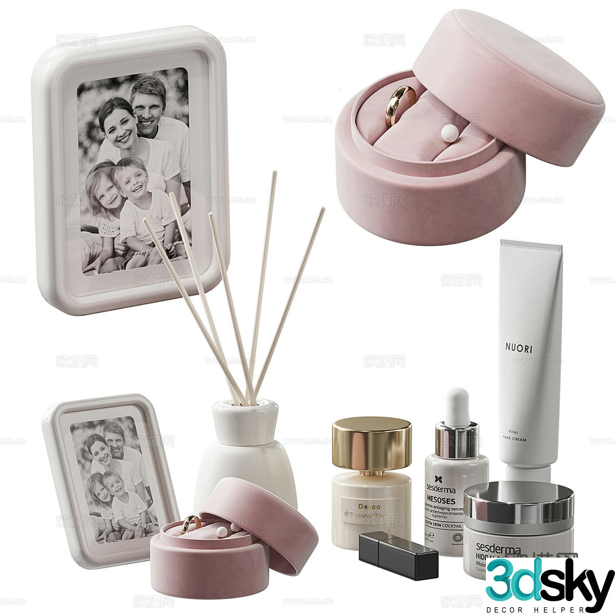 Dressing table decoration decoration bedroom decoration bedside table decoration toilet supplies ring box 3d model