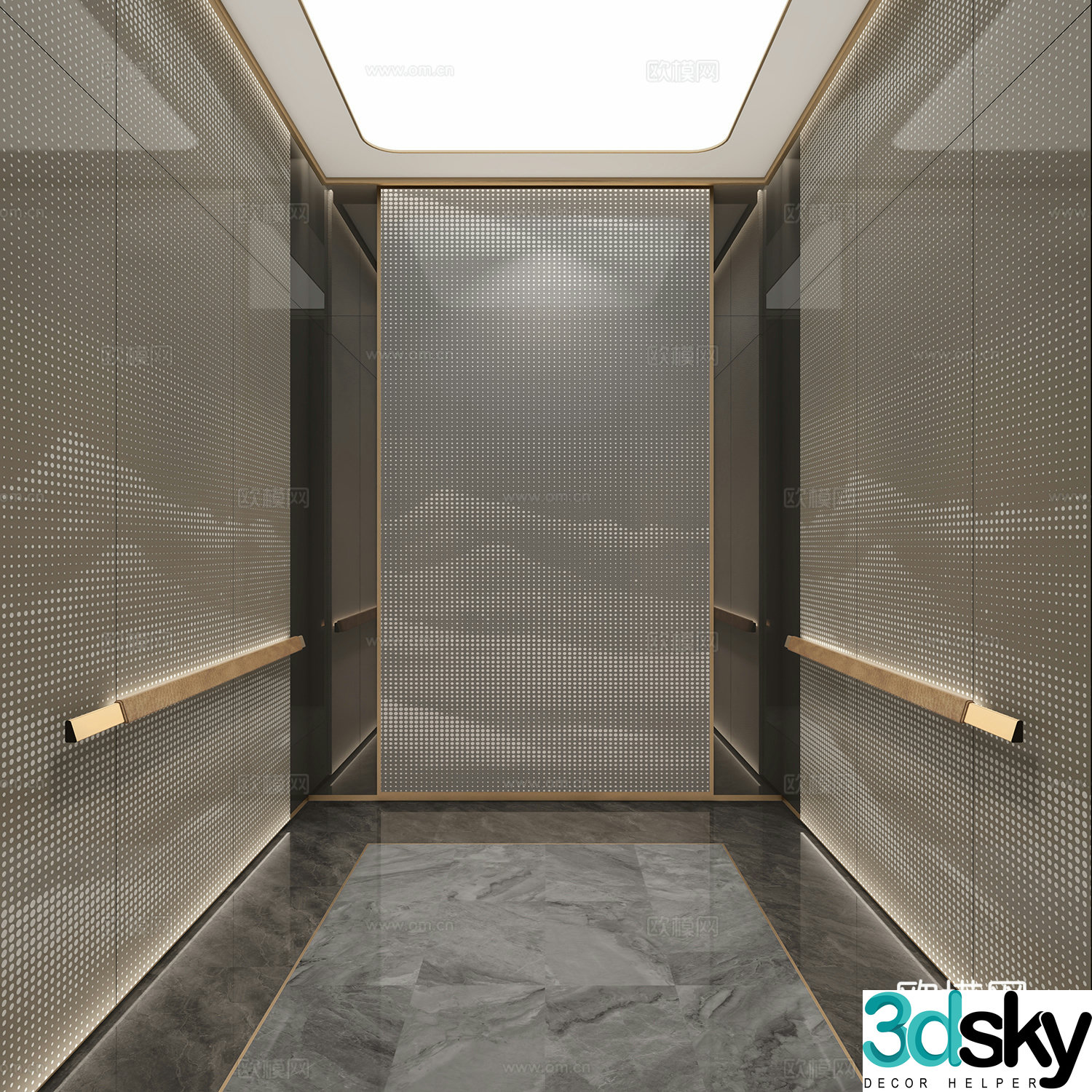 3D model of underground parking lot elevator hall