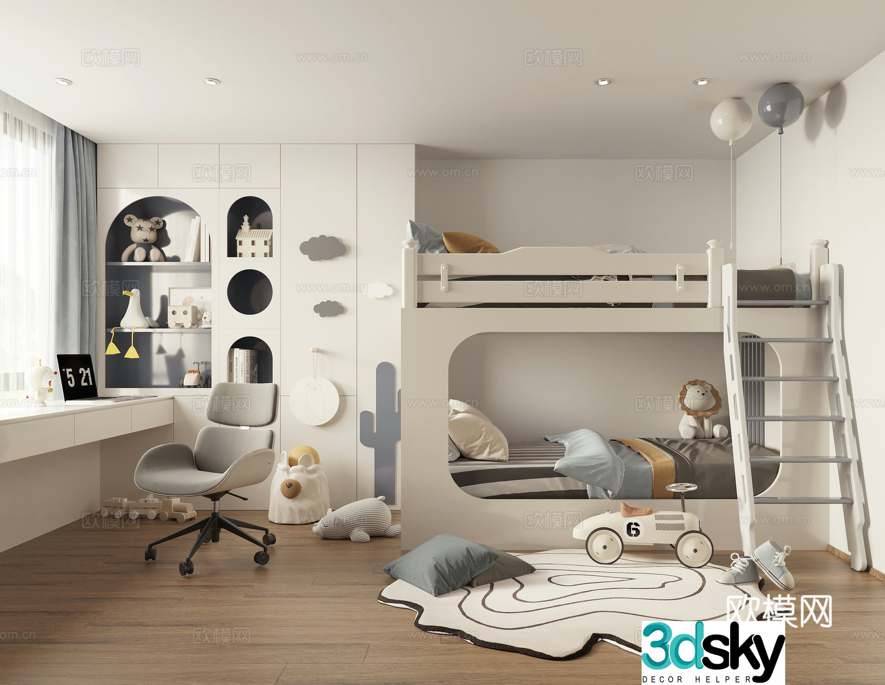 Children’s room bunk top and bottom 3D model