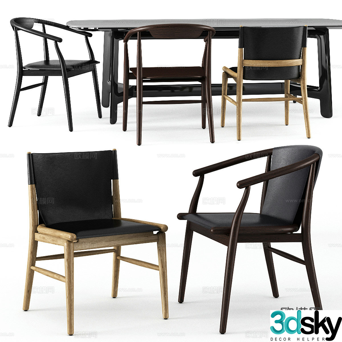 Dining table and dining chair 3d model