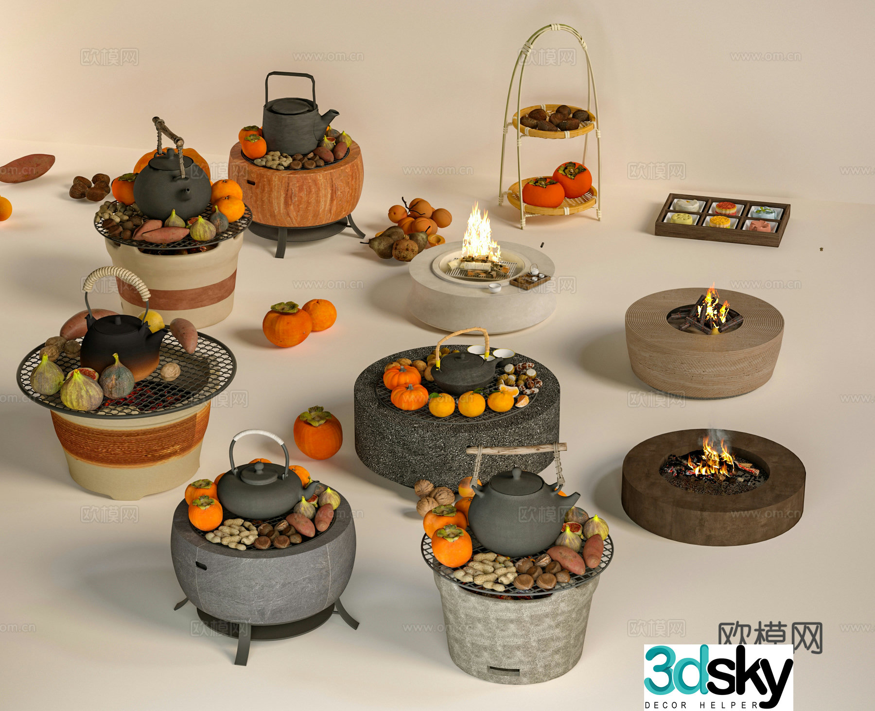 Modern tea boiling in the stove 3D model