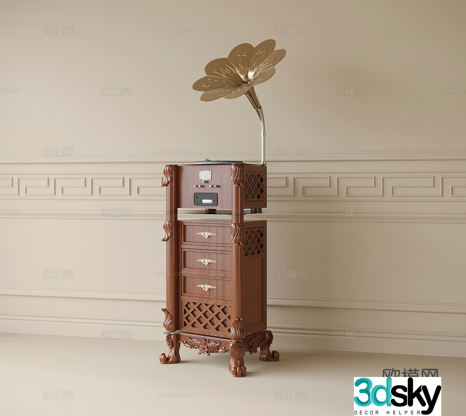 French decorative cabinet audio 3d model