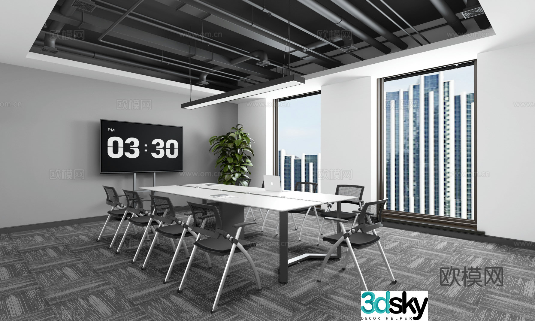 Industrial style conference room negotiation room reception room video conference room study seminar room 3D model