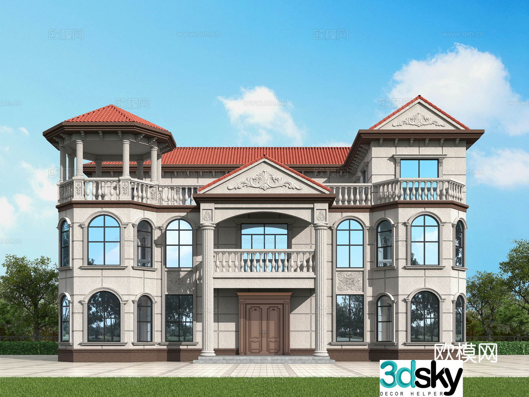 European style single-family villa 3D model