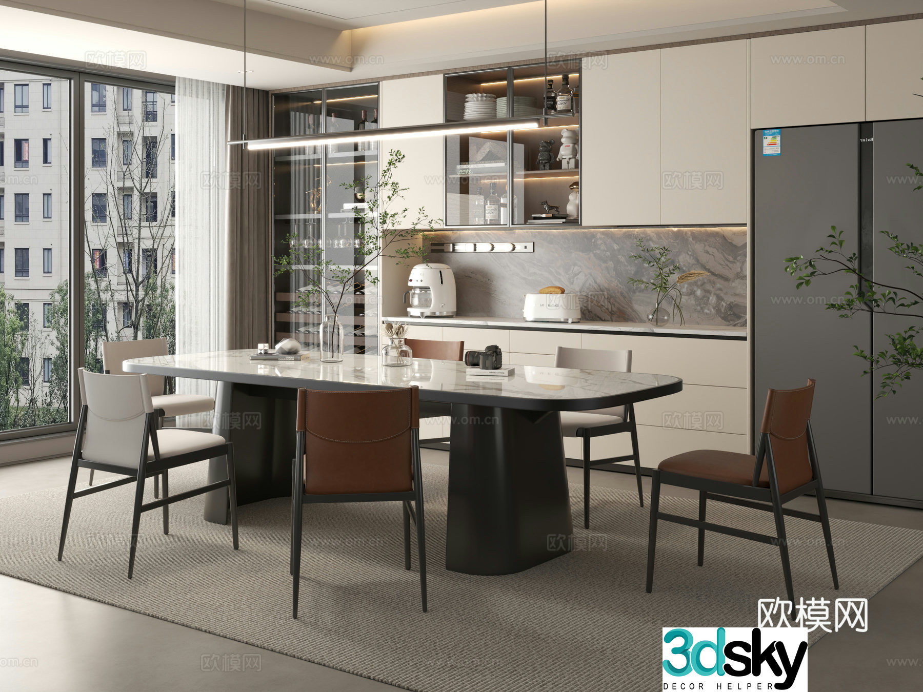 Modern restaurant Simple restaurant Restaurant Dining table Dining table combination 3D model