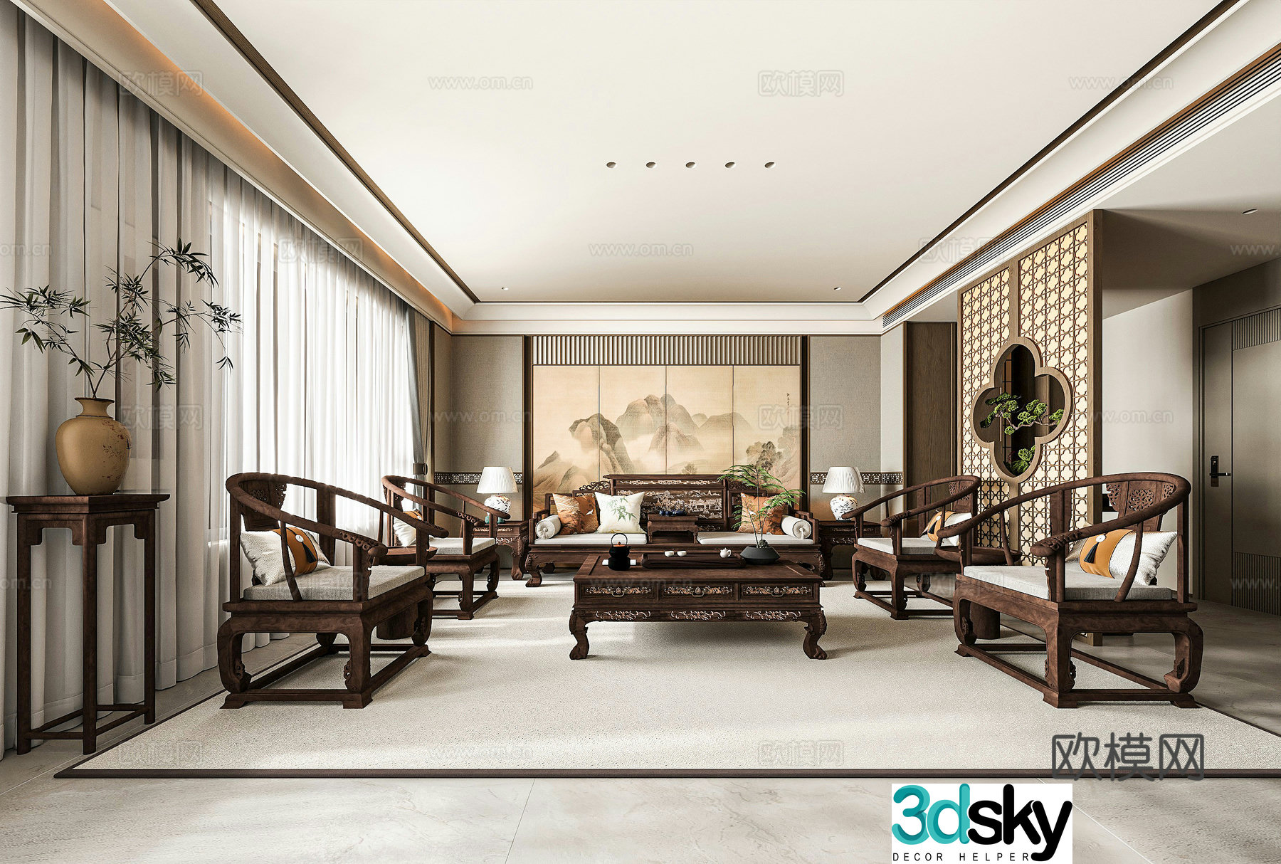 New Chinese living room 3D model