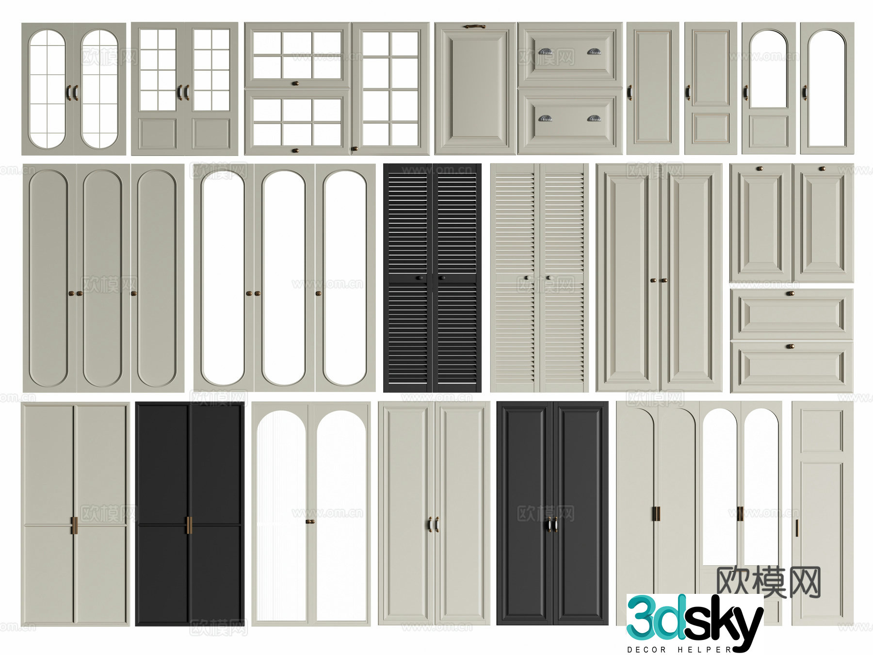French cabinet door wardrobe door panel cabinet door wainscoting 3d model