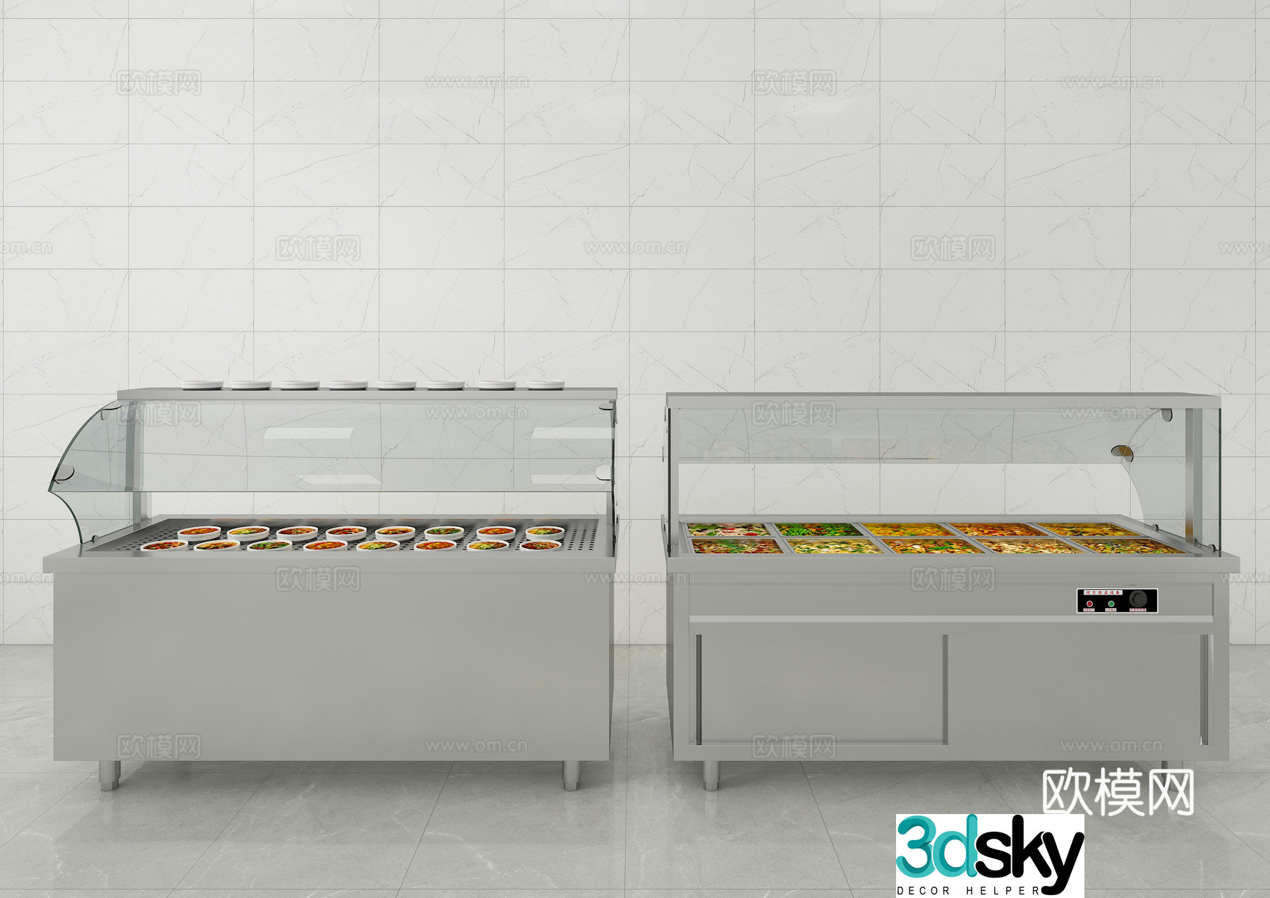 Modern canteen insulation table Fast food insulation table Canteen insulation table Punch insulation table Steaming table 3D model