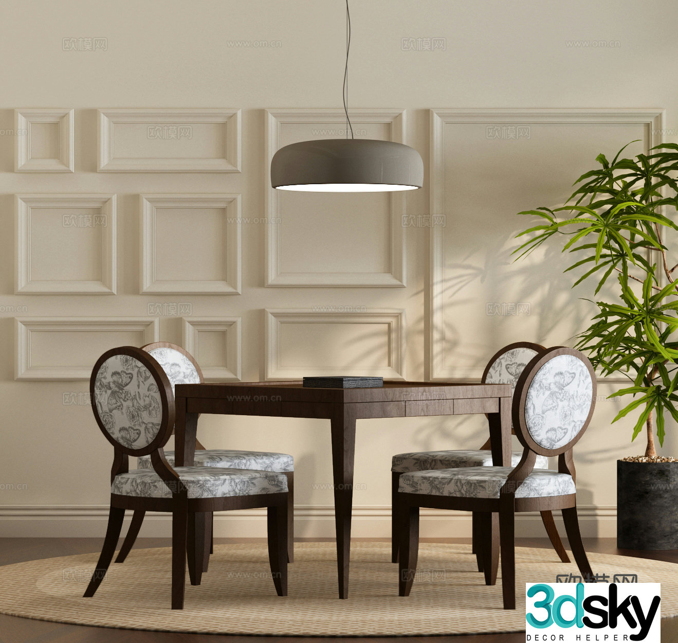 Modern French mahjong table and chair French mahjong table Mahjong room 3d model