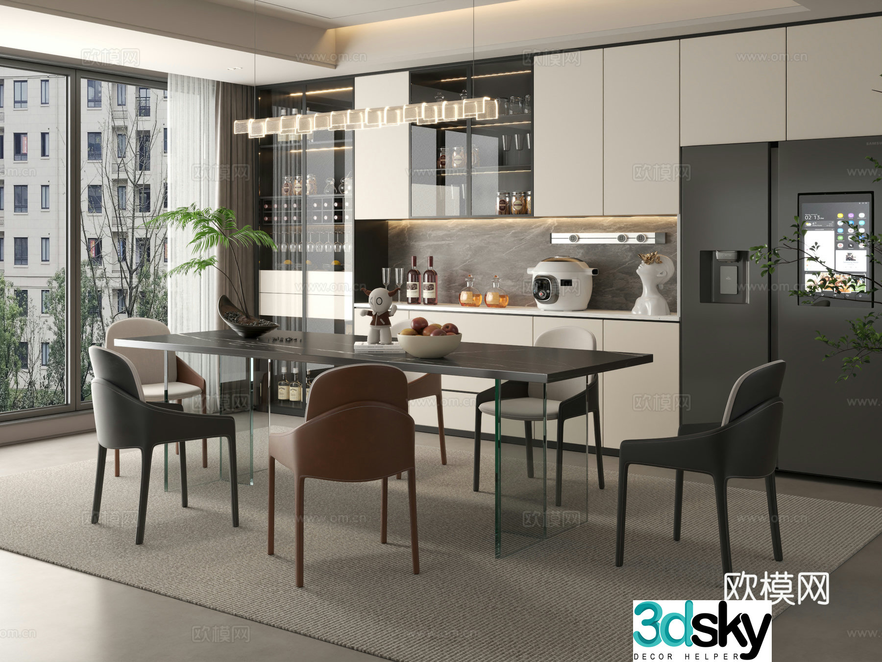 Modern restaurant Simple restaurant Restaurant Dining table Dining table combination 3D model