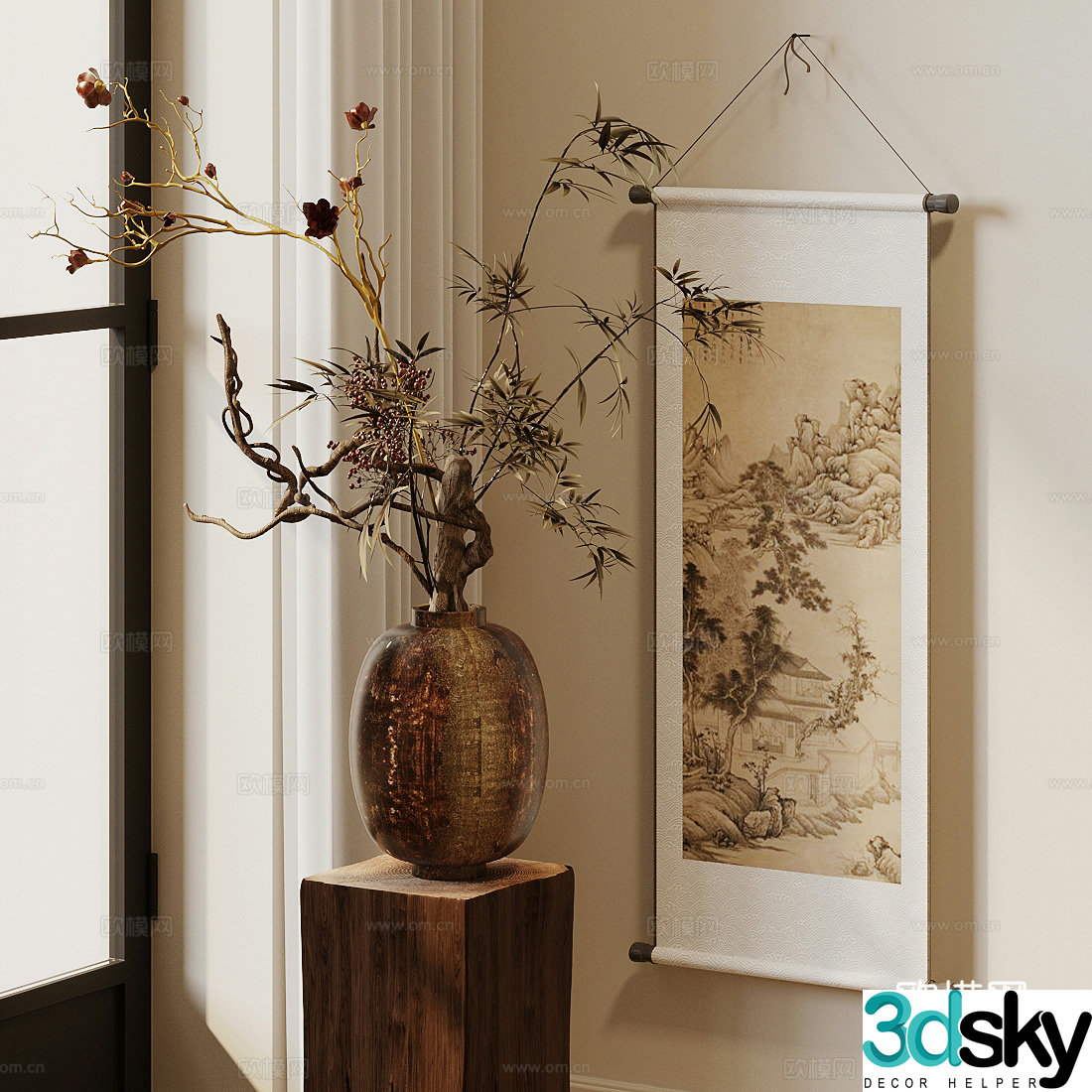 Wabi Lily flower art medieval potted plants Wabi Lily plant ornaments hotel lobby flower art ornaments 3D model