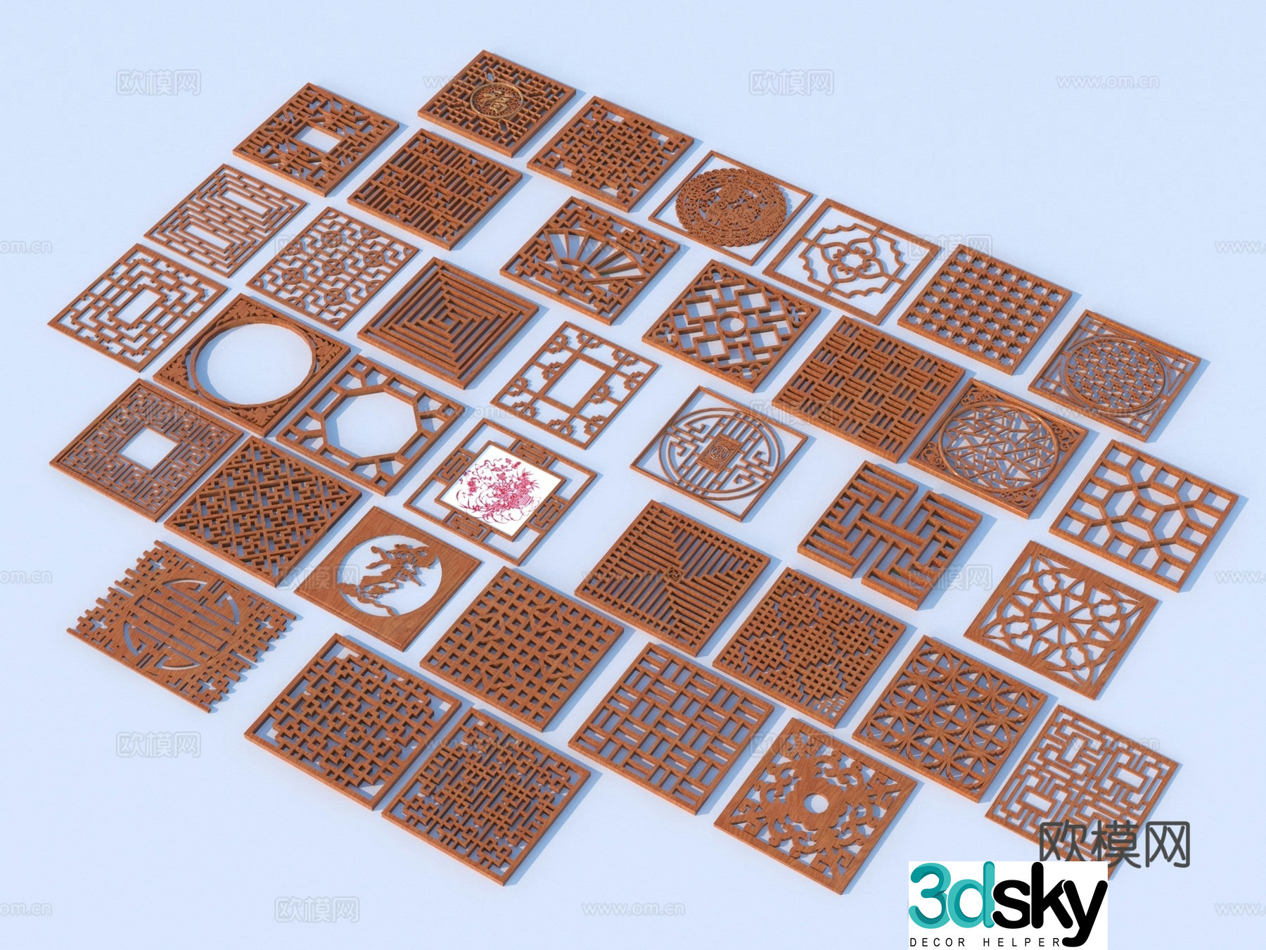 Carving window Grating window Hollow window Relief Wood carving 3D model