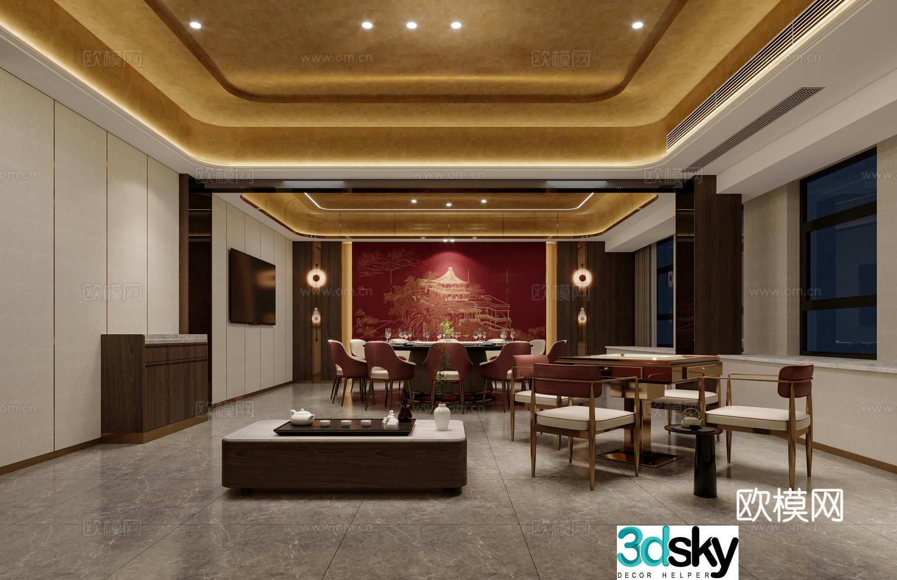 New Chinese style catering private room 3d model 3d model