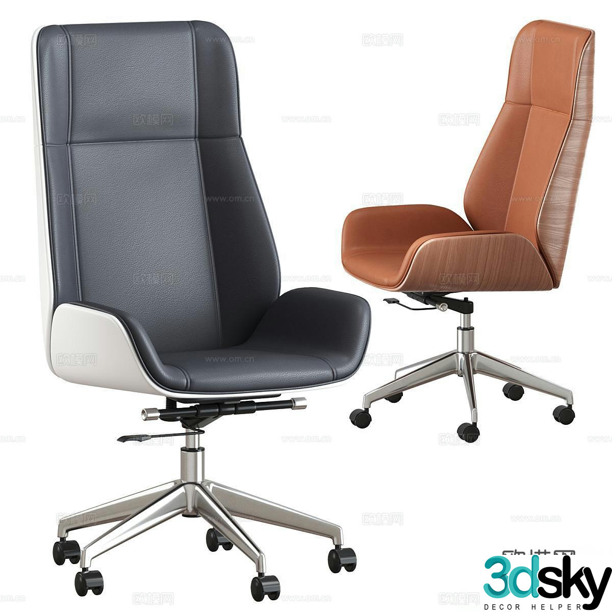 TopChairs Modern Office Chair Leather Office Chair Executive Chair Boss Chair 3D Model