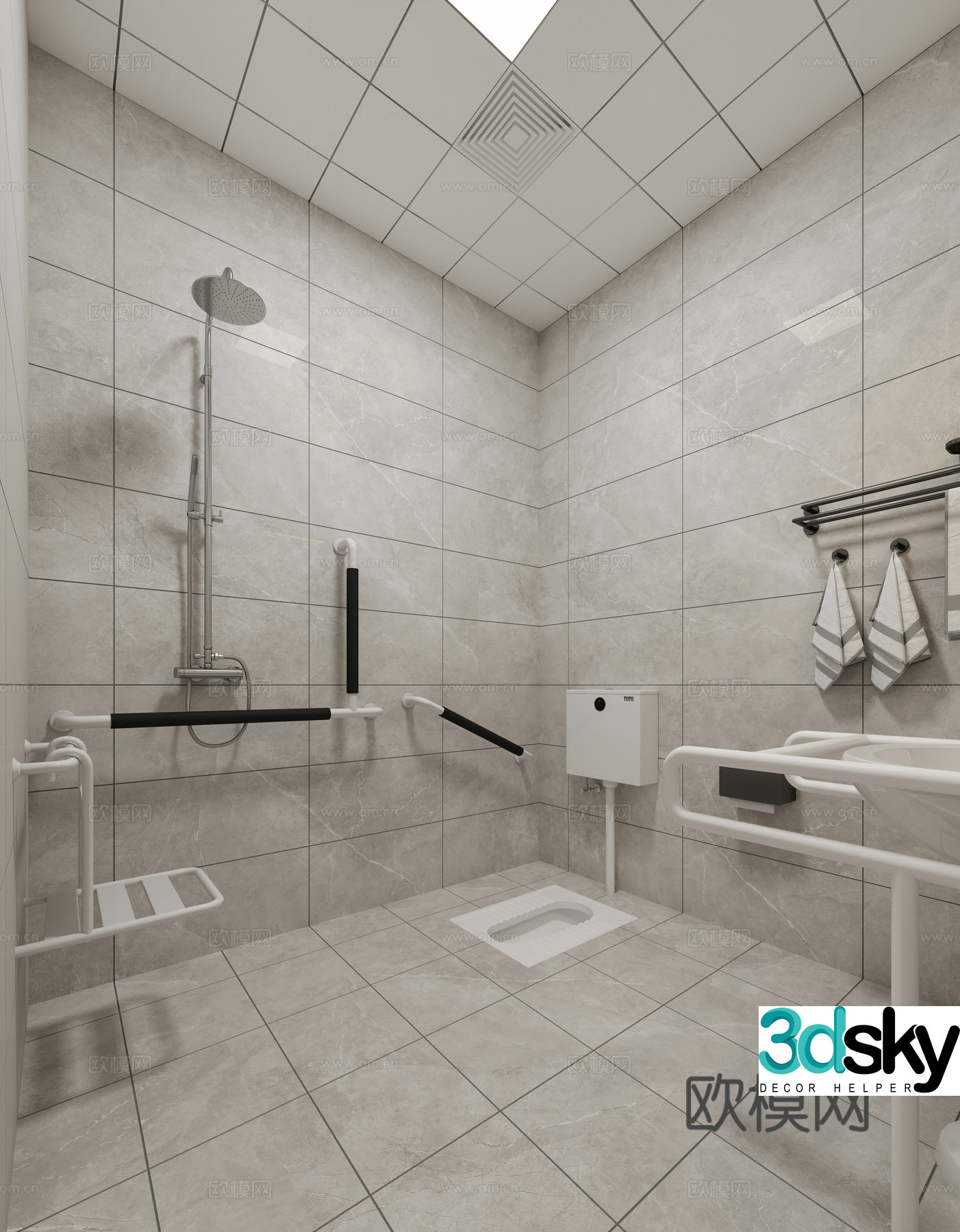 3D model of hospital ward bathroom