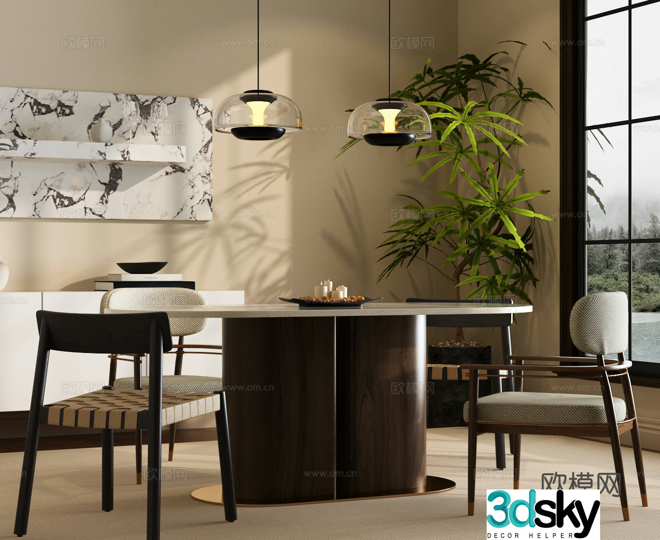 Modern Italian dining table and chairs Italian dining table and chairs Modern Italian dining table and chairs 3D model