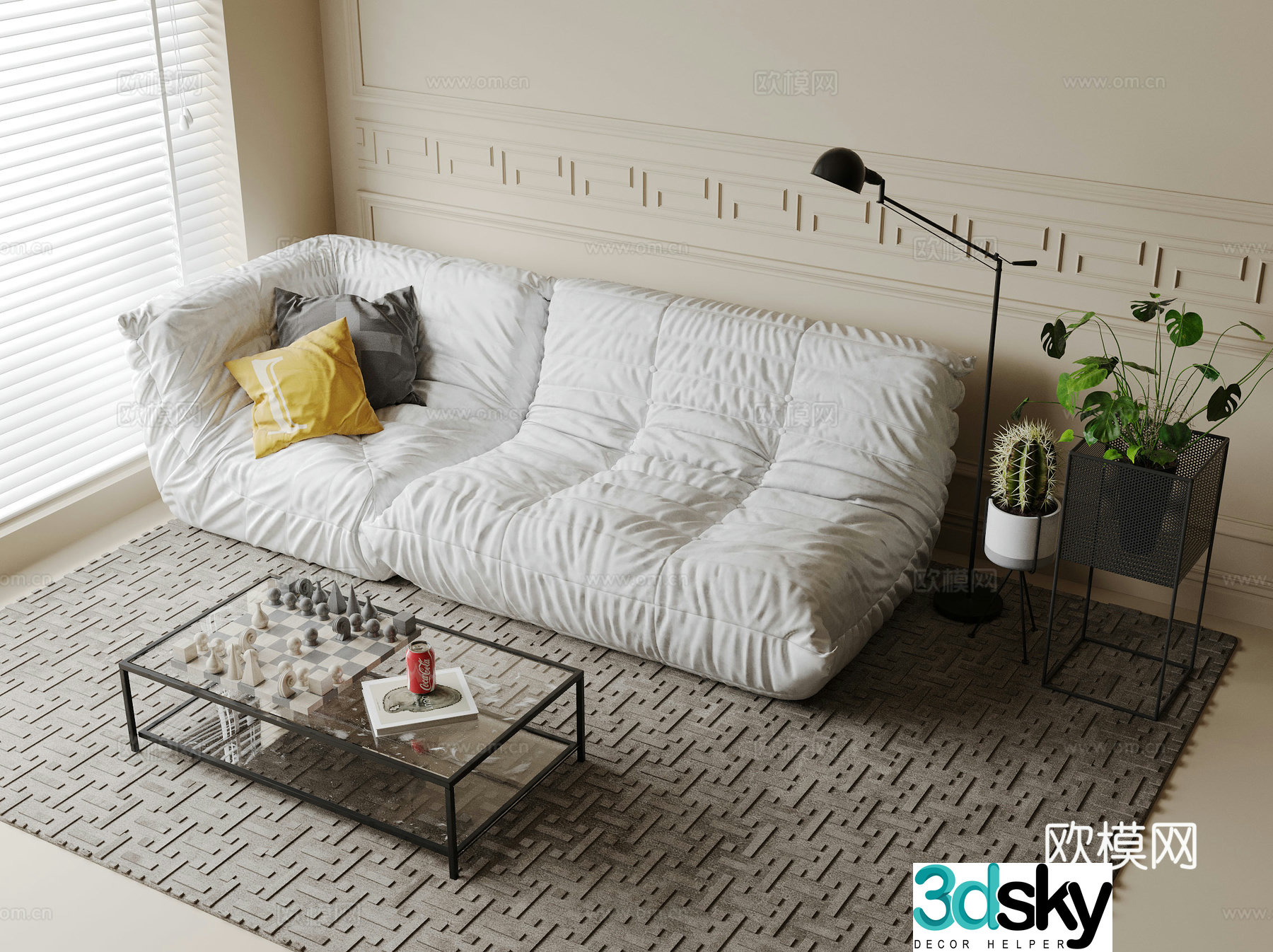 Modern double sofa 3d model