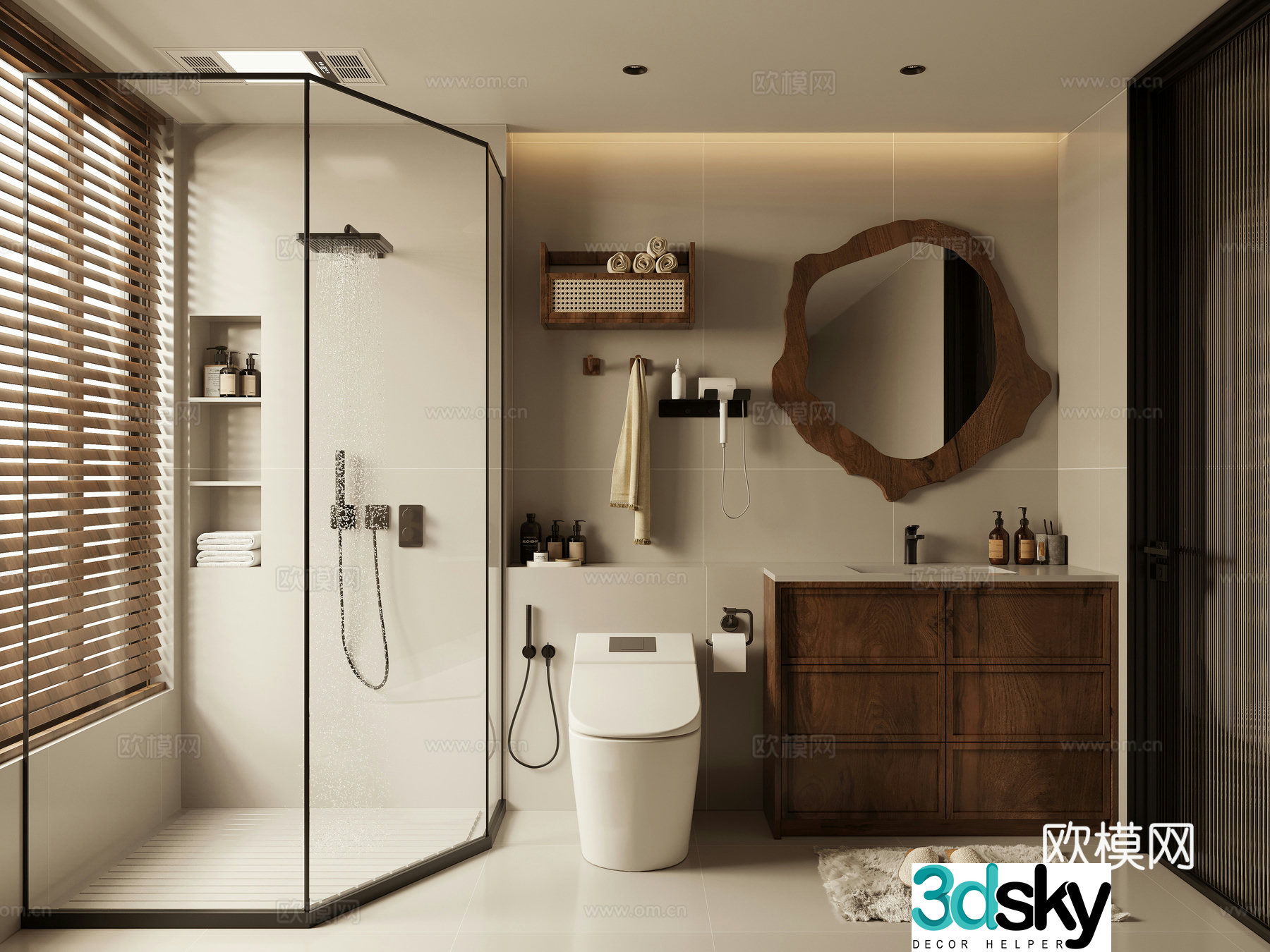 Wasabi wind bathroom bathroom cabinet toilet shower 3D model