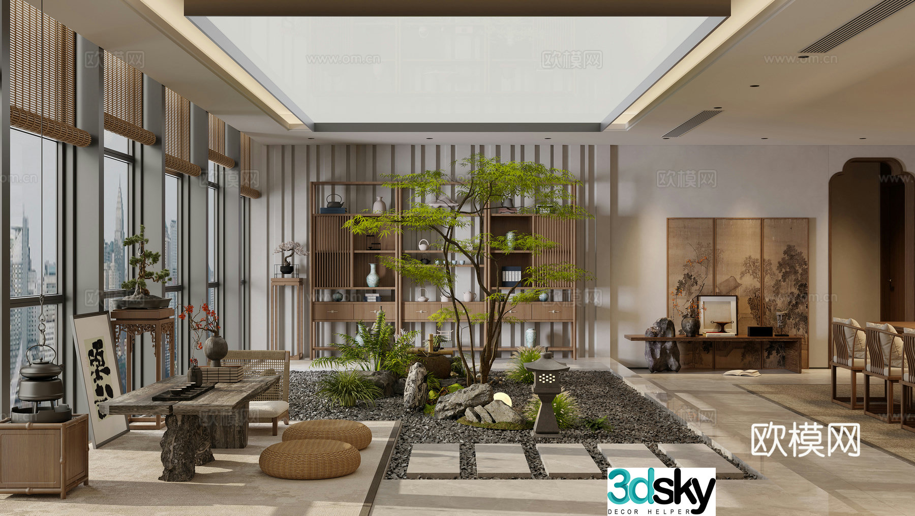 New Chinese Zen Tea Room 3D Model
