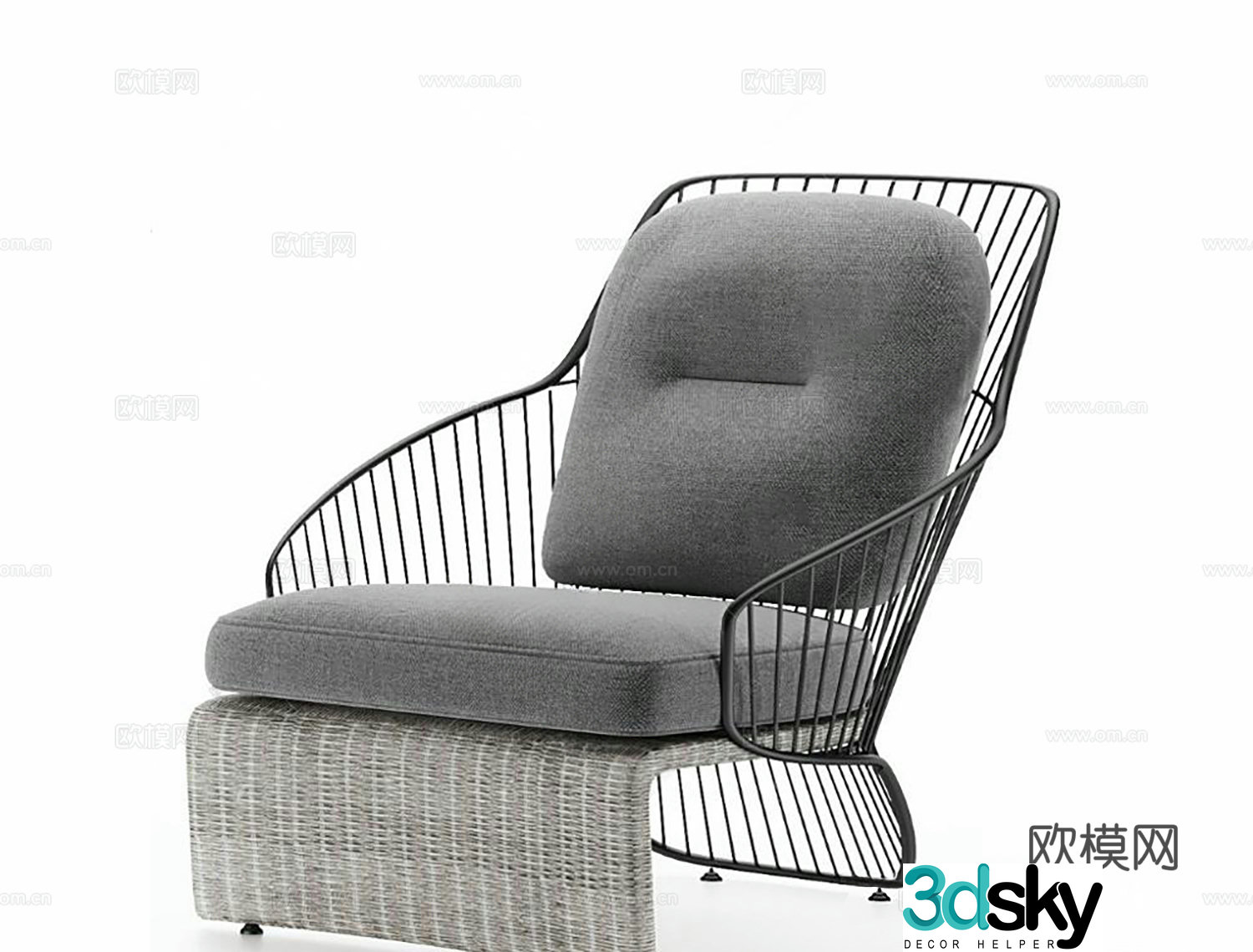 Modern single sofa outdoor home weaving 3d model