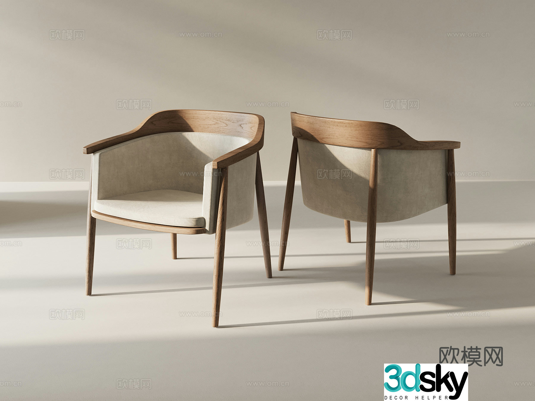 Chinese single chair 3D model