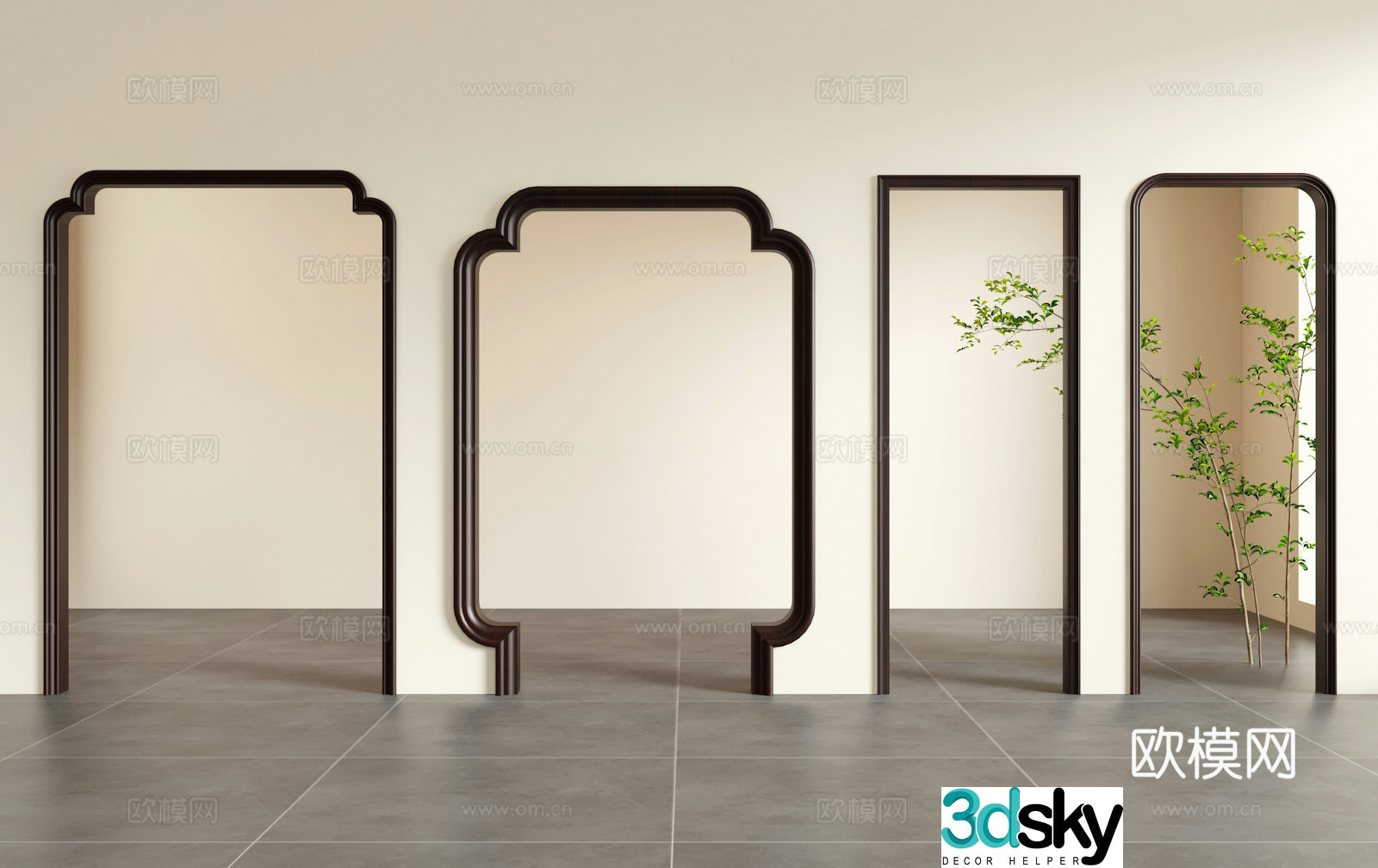 New Chinese door opening 3D model