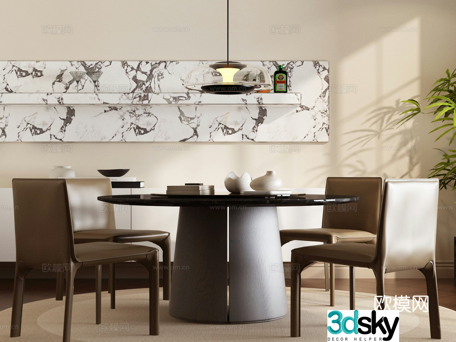 Modern dining table and chair Italian dining table and chair Modern Italian dining table and chair combination Italian minimalist dining table and chair set 3D model
