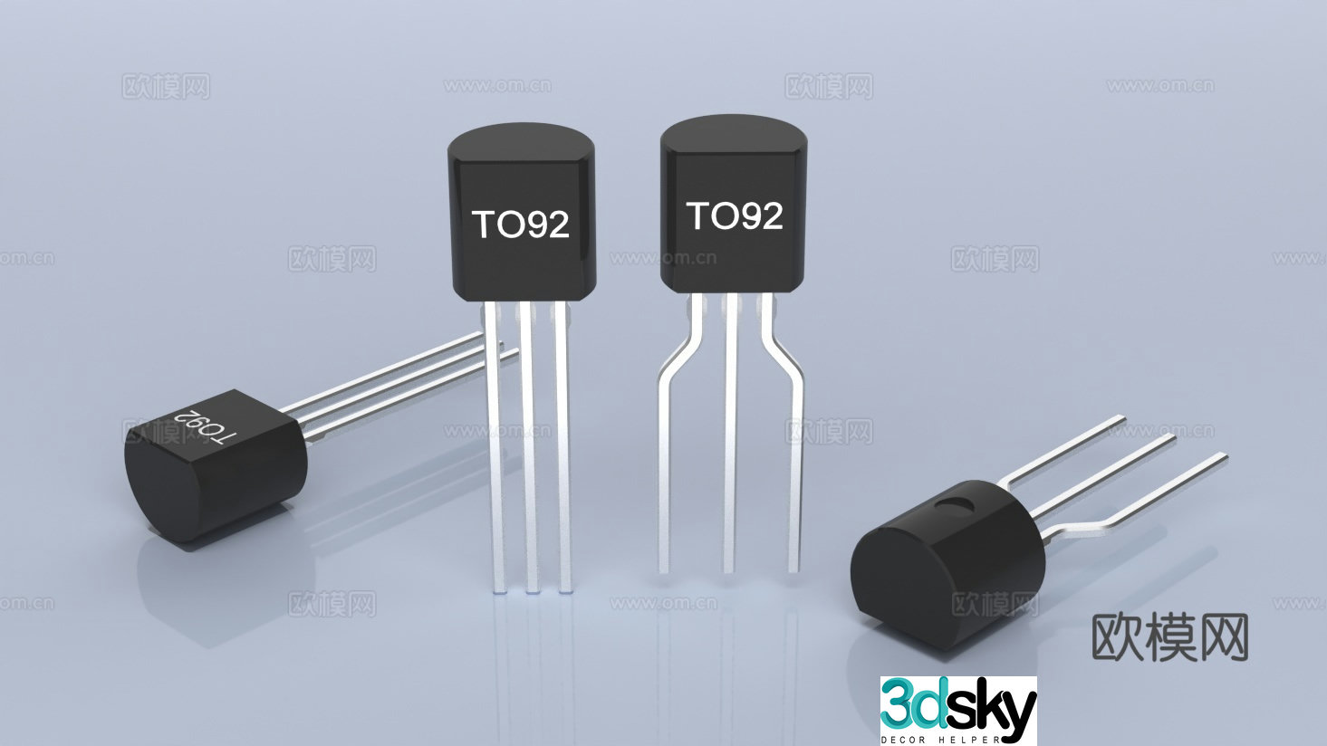 TO92 transistor electronic components transistor 3d model
