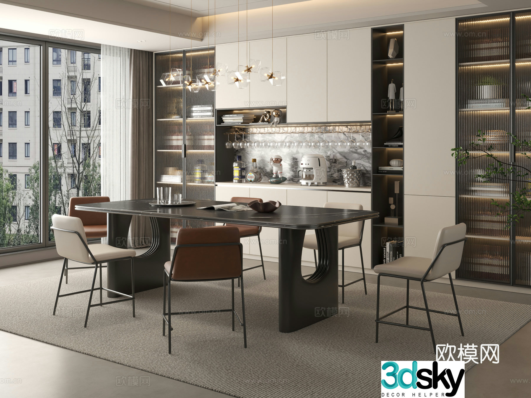 Modern restaurant Simple restaurant Restaurant Dining table Dining table combination 3D model