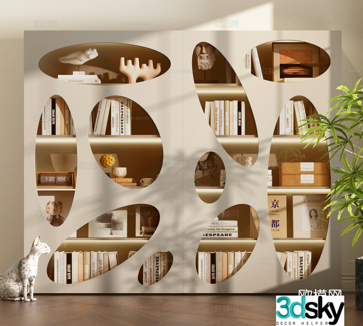 Bookcase Modern bookcase Finished bookcase Italian bookcase Bookcase Combination 3D Model