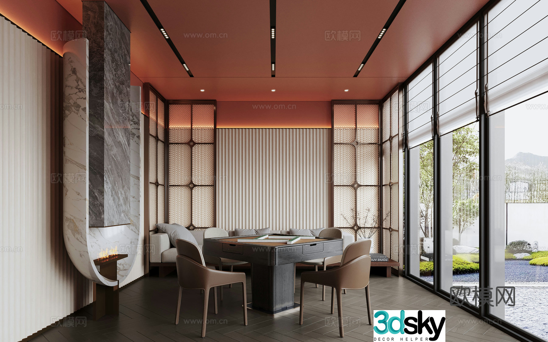 Modern chess and card room 3d model