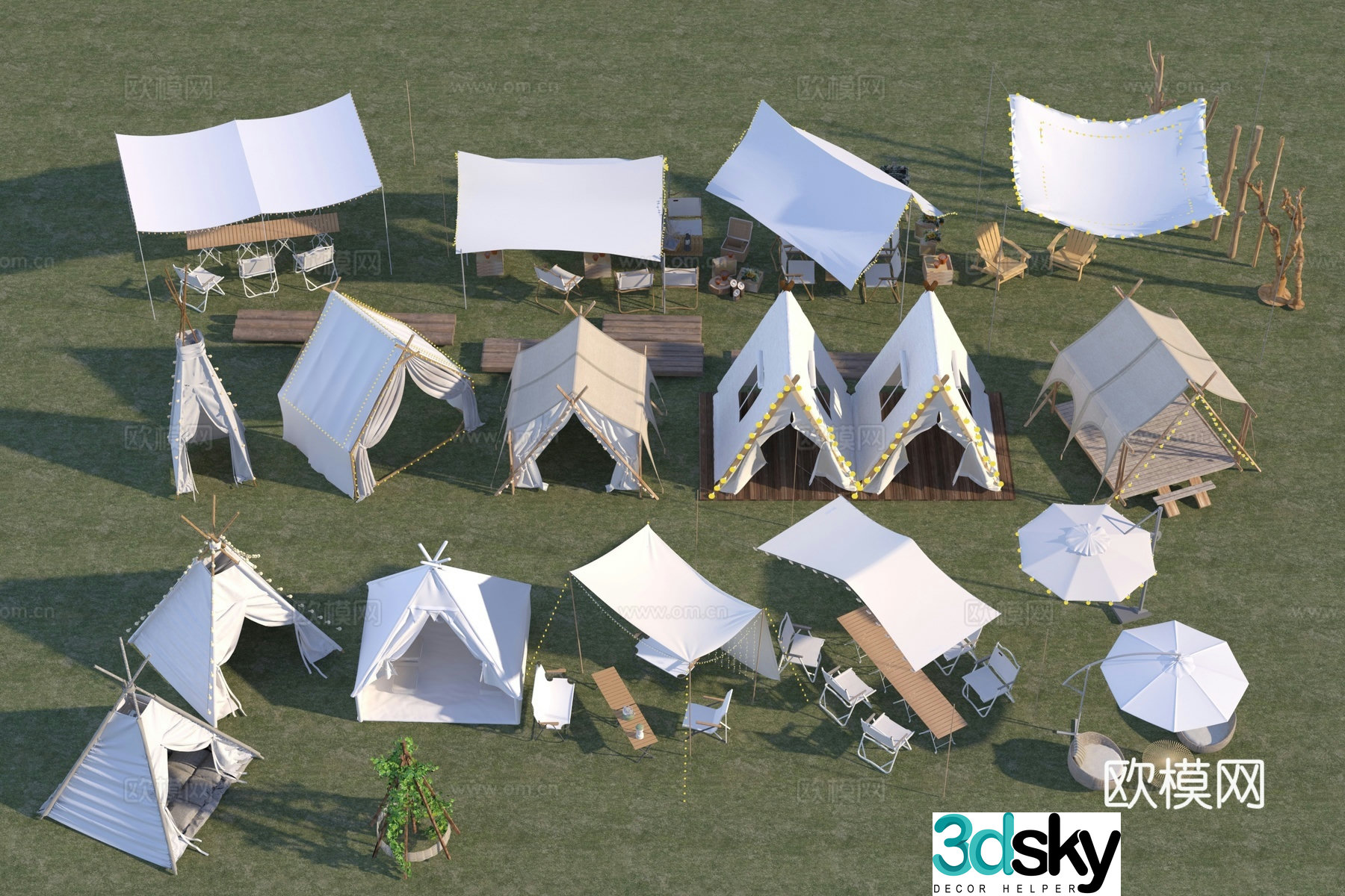 Modern camping tent 3d model