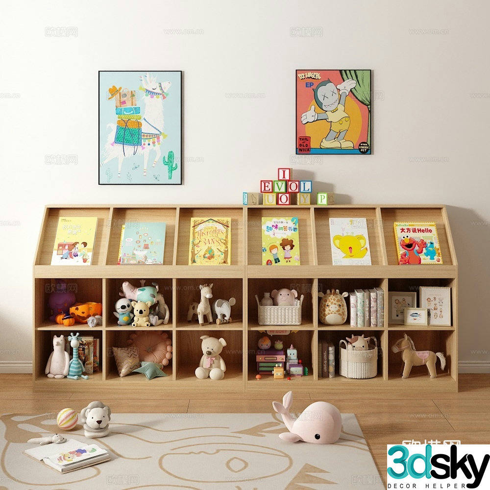 Children’s bookcase shelf 3D model