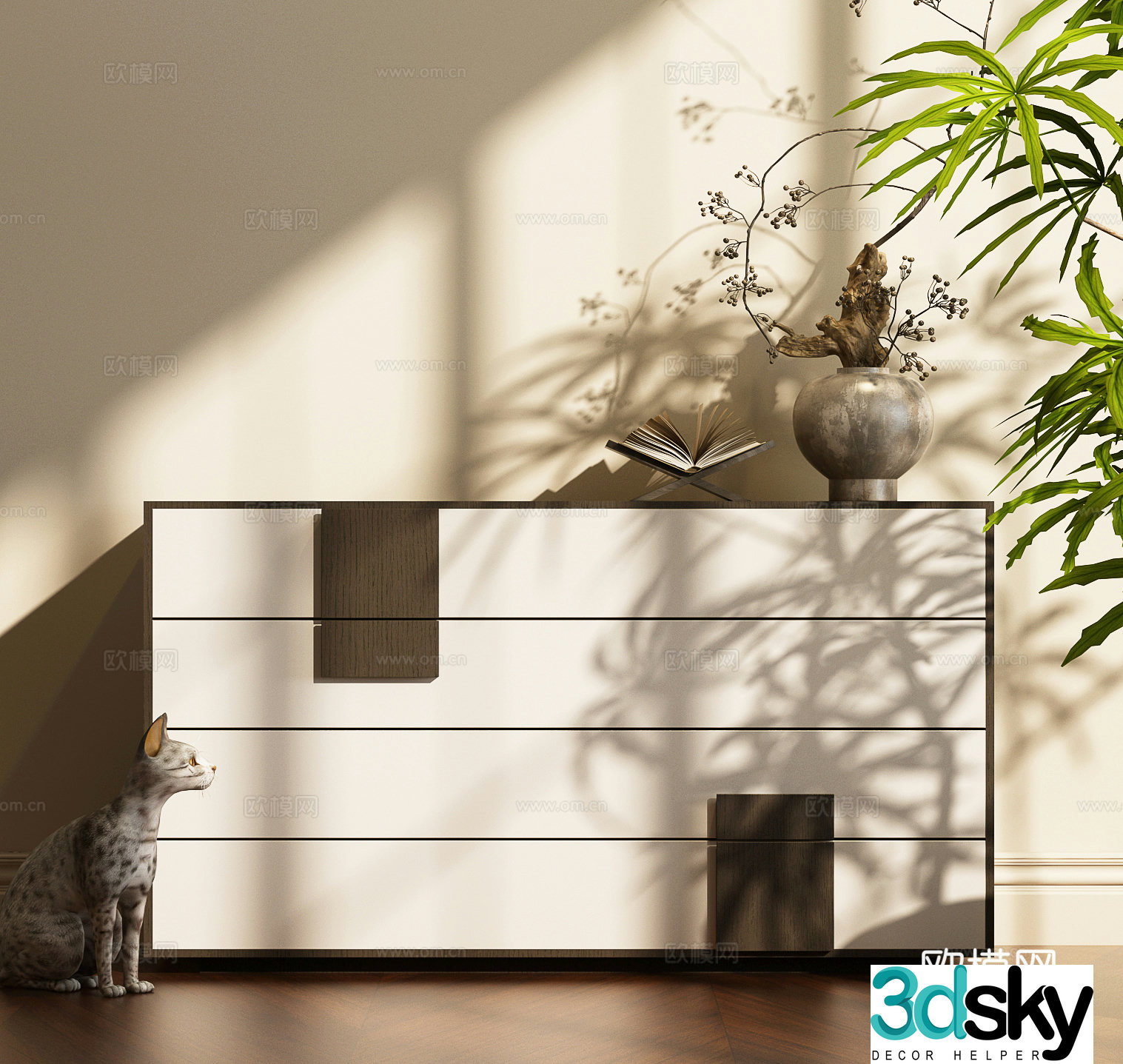 Modern Italian porch cabinet Italian chest of drawers Italian minimalist low cabinet Modern Italian decorative cabinet chest of drawers 3D model