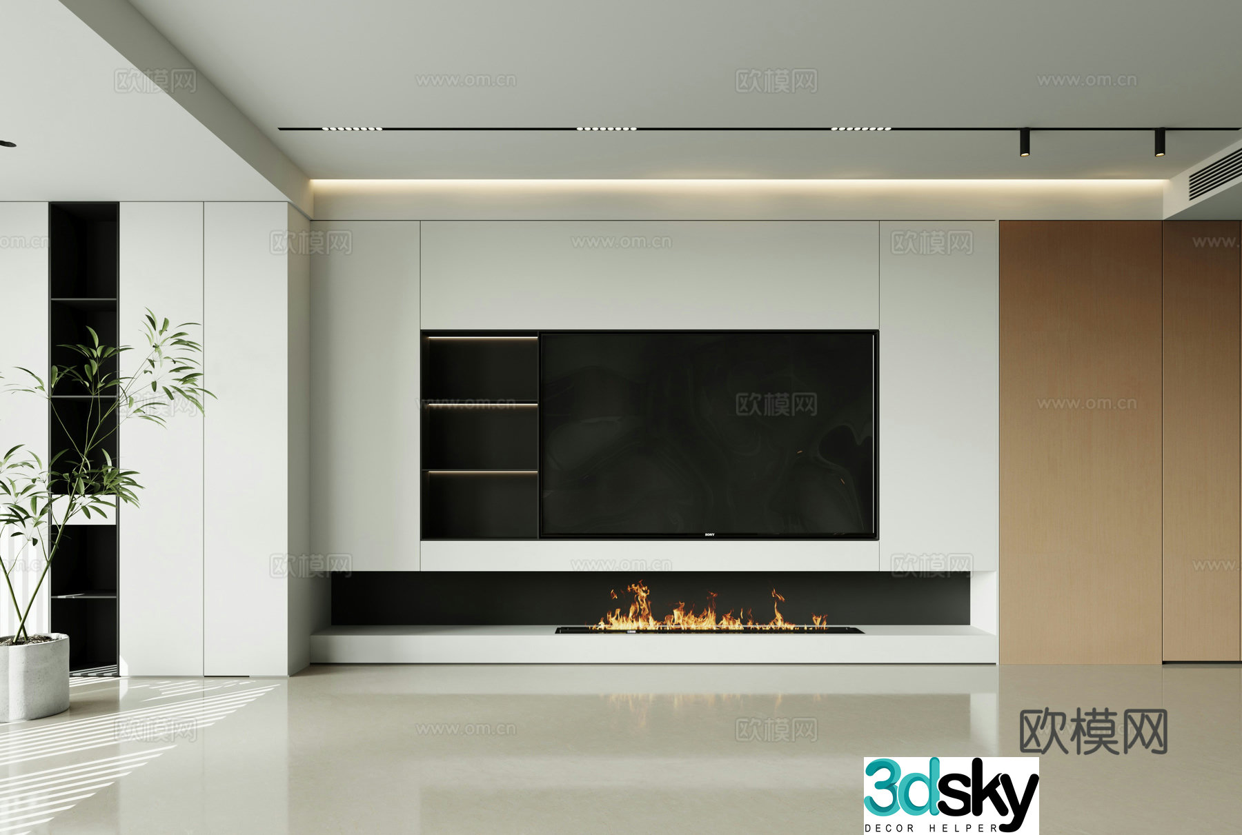 Modern TV background wall 3d model