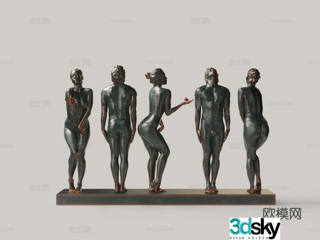 Modern bronze figure statue ornament 3d model