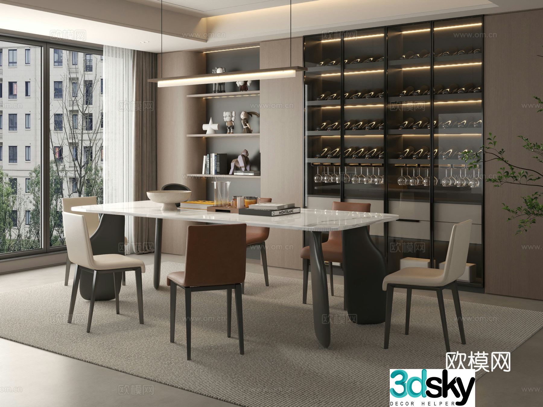 Modern restaurant Simple restaurant Restaurant Dining table Dining table combination 3D model