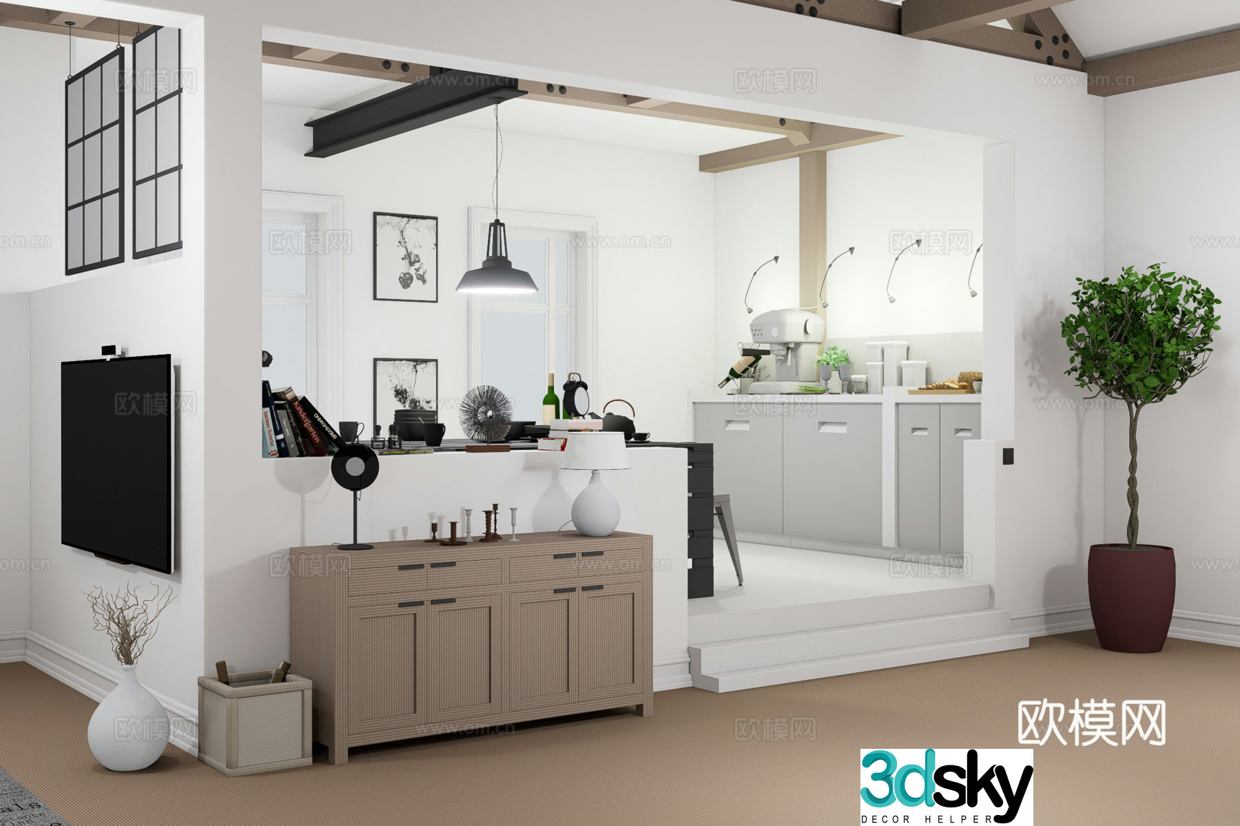 Industrial style villa 3d model
