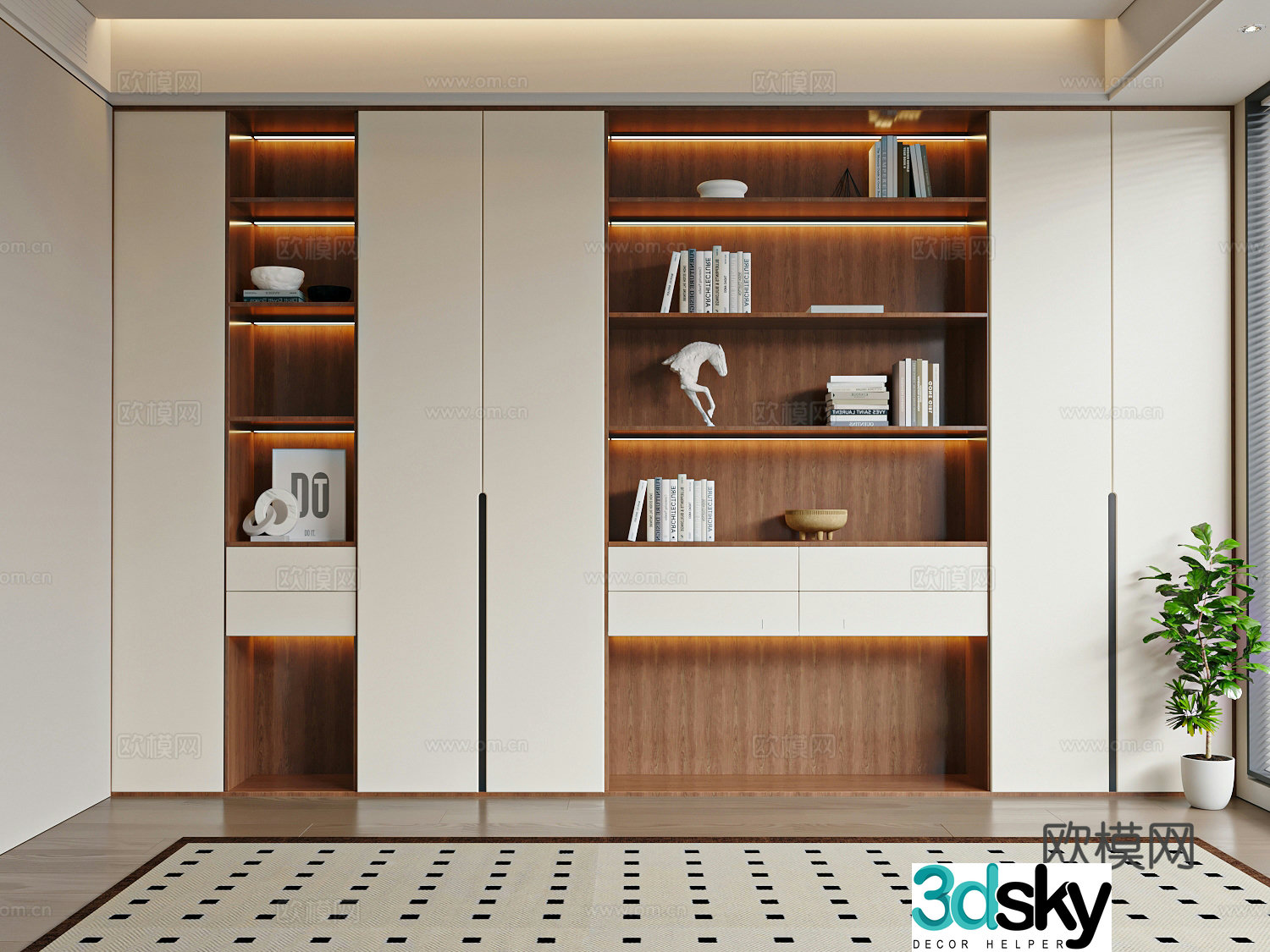Modern medieval style bookcase 3d model