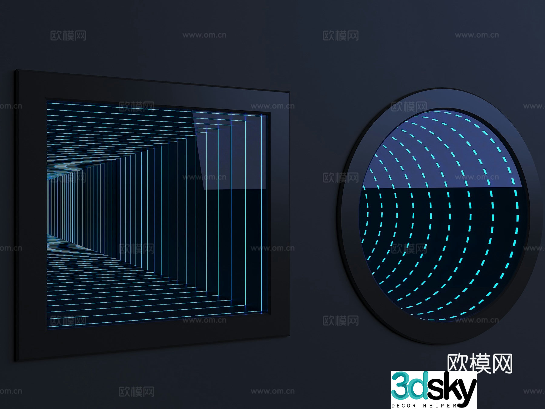 Modern Abyss Mirror Internet celebrity Abyss Mirror Modern Mirror Decorative Abyss Mirror Tunnel Mirror 3D Model