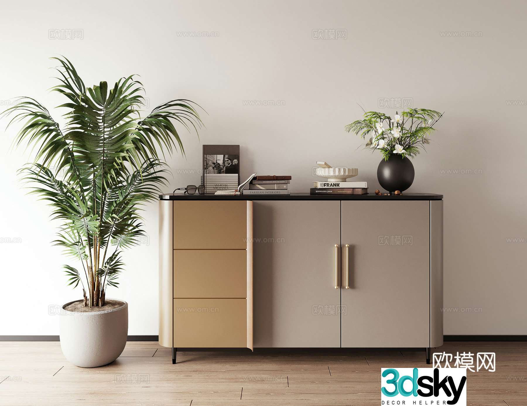 Low cabinet chest of cabinet decoration cabinet 3d model