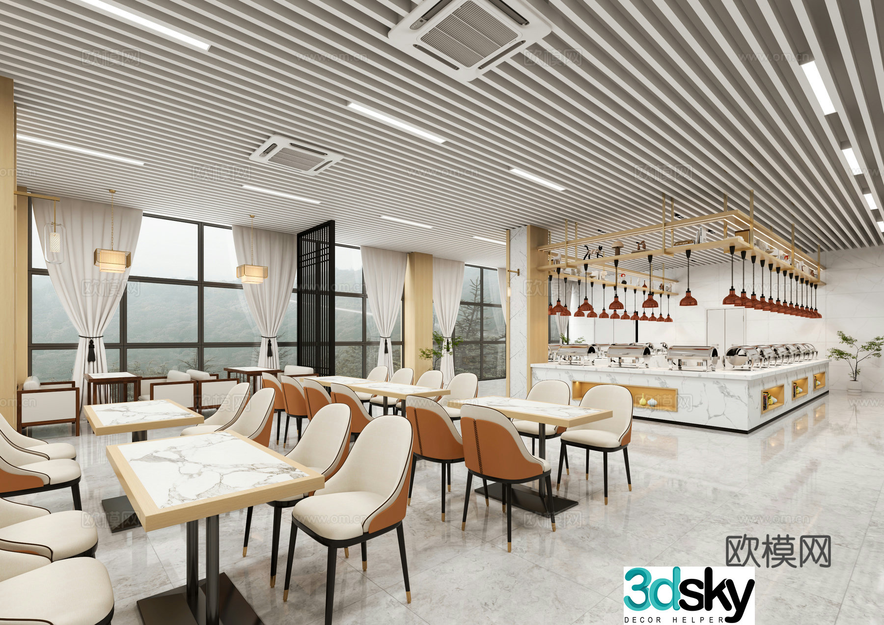 Buffet restaurant Smart restaurant Self-selected restaurant Canteen Teachers’ restaurant Staff restaurant 3D model